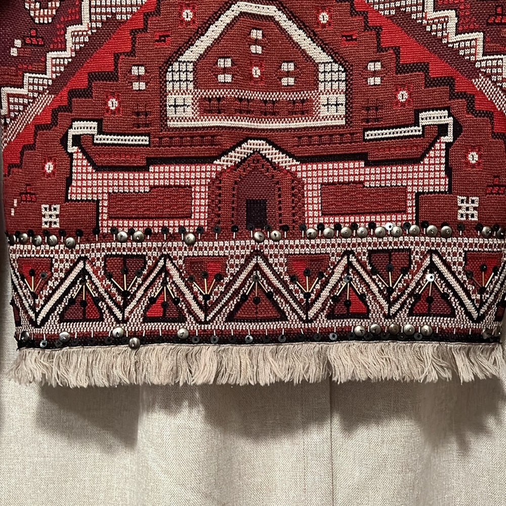 Tory Burch Red Tapestry Wool Sweater Size Small - Picture 11 of 12